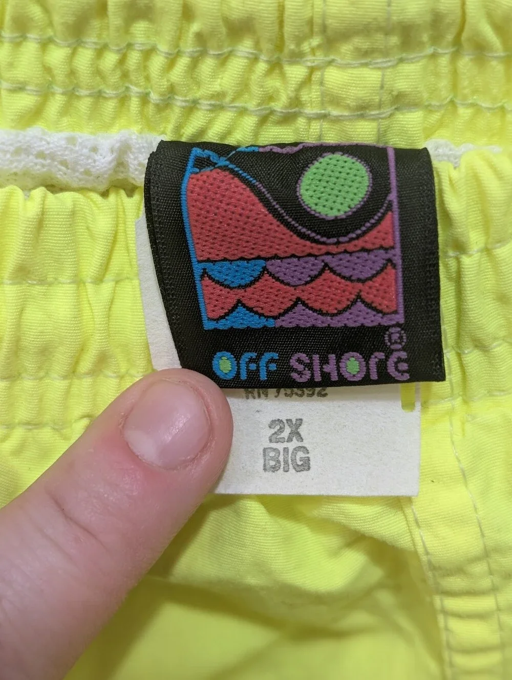 NWT Vintage Retro Neon Yellow Off Shore Athletic Shorts. Size 2X
